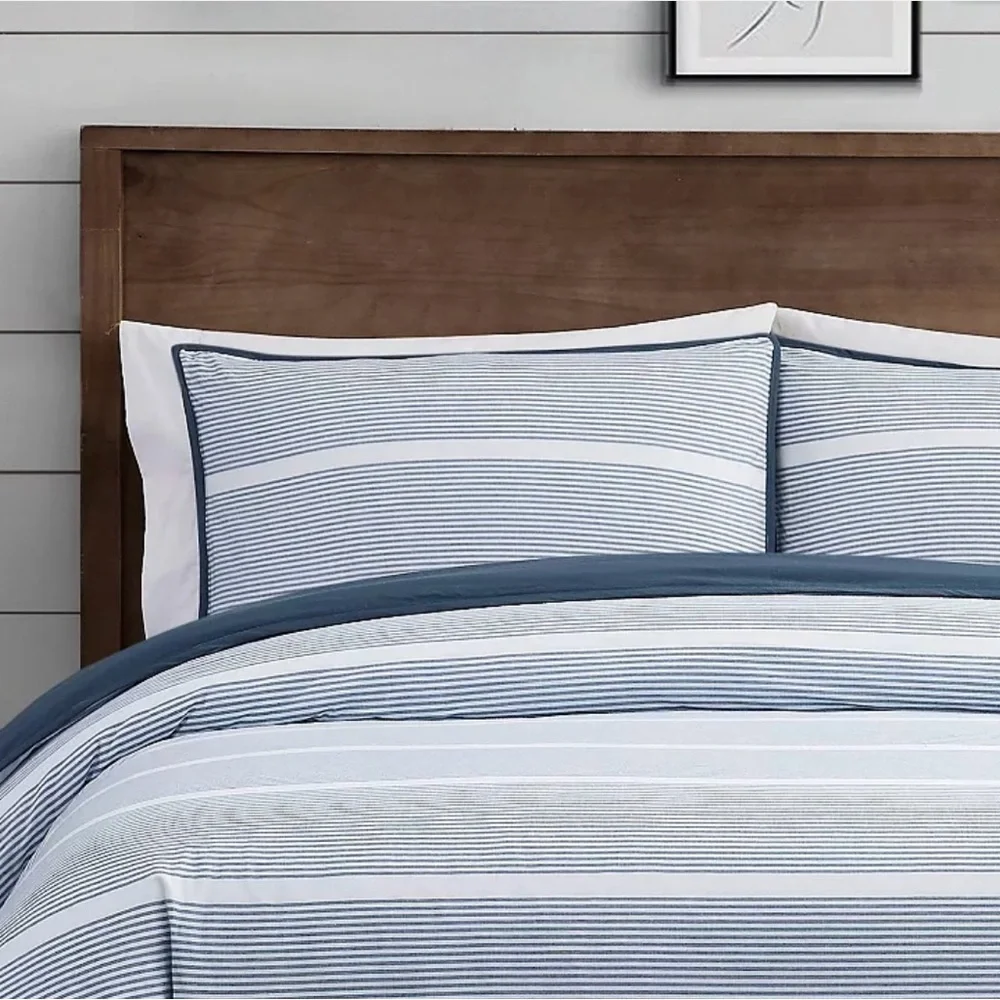 Brooklyn Loom Niari Yarn Dye Stripe 3 Piece Duvet Cover Set - Grey - King